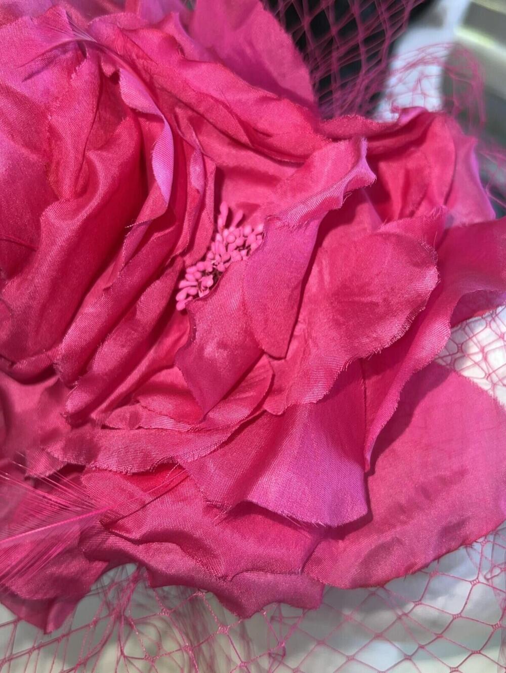 August Hats Feather Flower Fascinator, Fuchsia, NWT (O2) - Picture 5 of 5